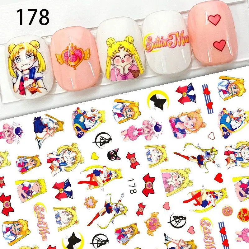 Sailor Moon Nail Sticker Anime Cartoon Student Exquisite Decorate Kawaii Manicure Diy Cosplay Accessories Patch Birthday Gift