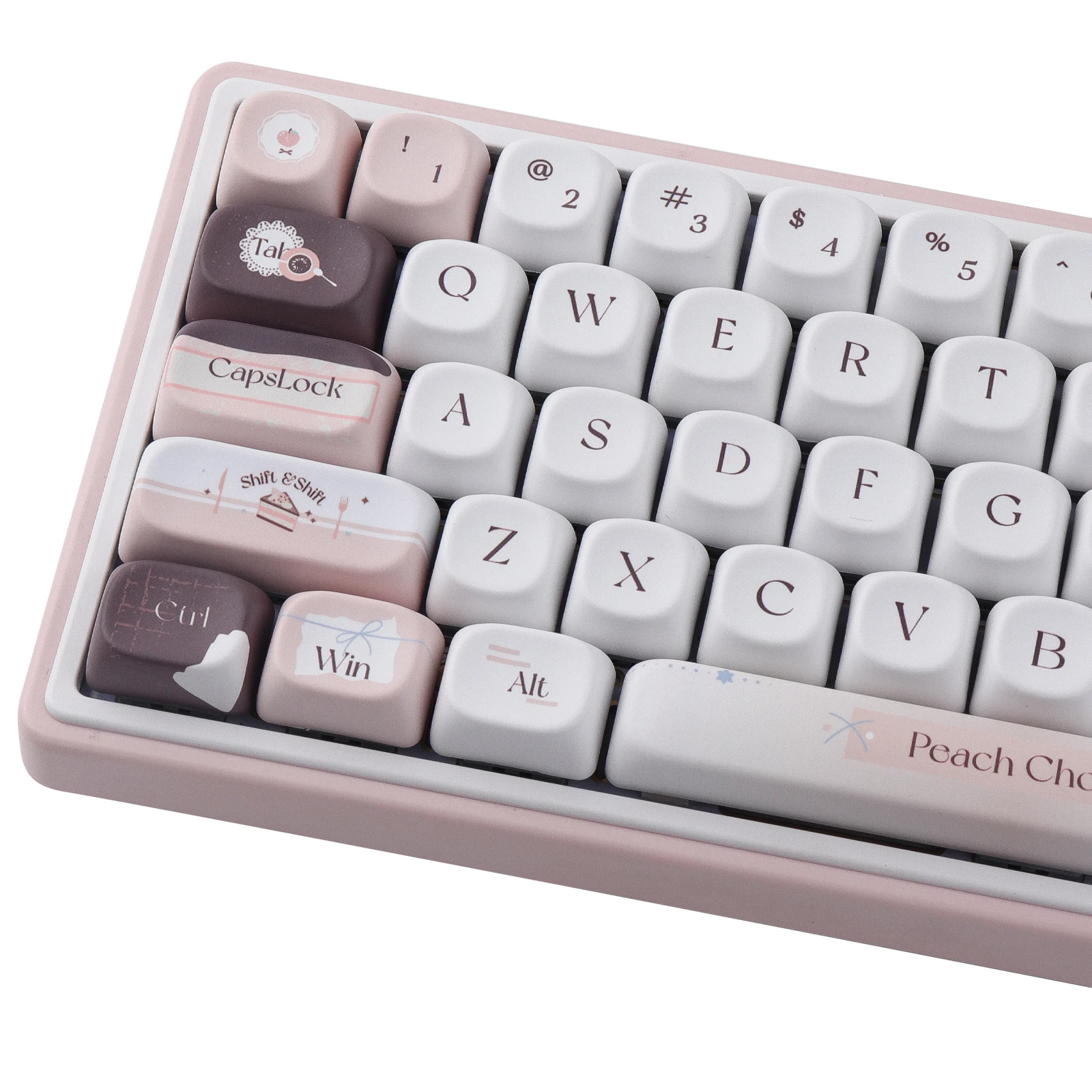 

126 keys of the Crispy Peach Chocolate Keycaps PBT Dye-Sublimated MOA Profile For Mechanical Keyboard