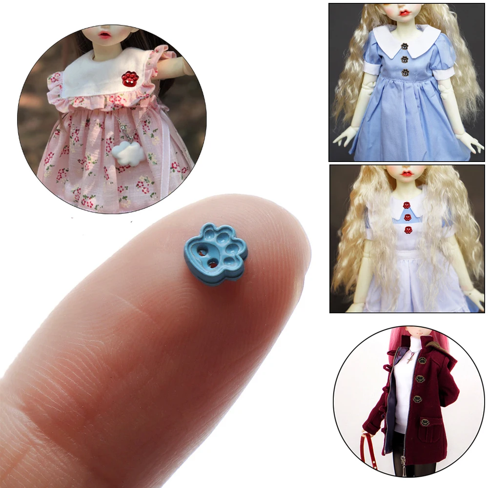 20 pçs mais novos acessórios urso pé estilo bonecas roupas costura mini botões fivela de metal roupas diy