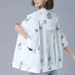 Sunscreen Clothing Woman Sweatshirt Jackets Long Sleeved Light Thin Coat Summer New Middle Age Loose Hooded Coat