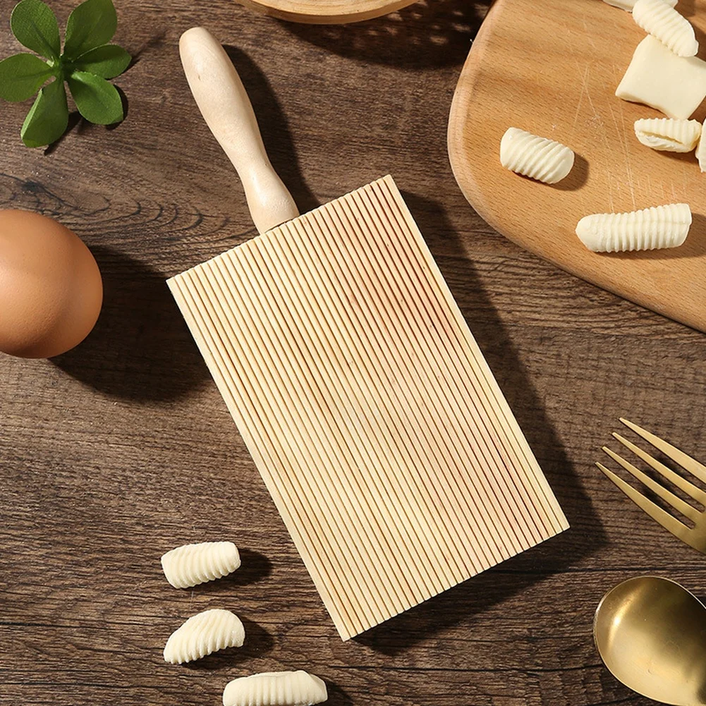 Natural Wood Gnocchi Paddle Board for Crafting Ribbed Cavatelli Pasta and Smooth Dumpling Dough in Home Kitchens