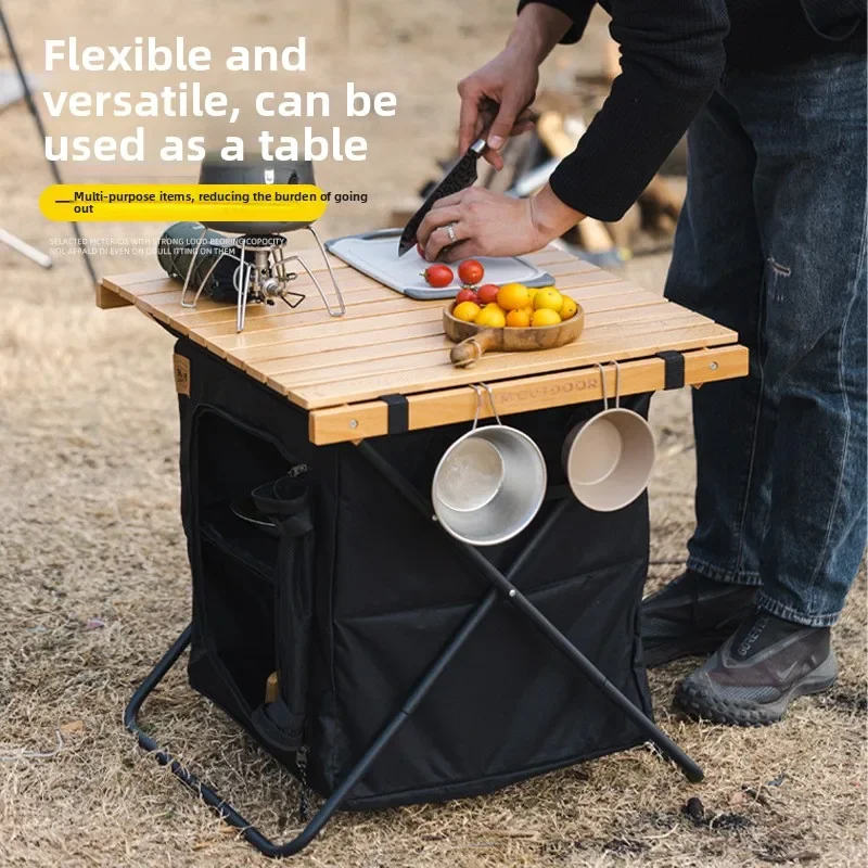 

Outdoor Foldable Solid Wood Locker - Portable Large Capacity Camping Storage Cabinet