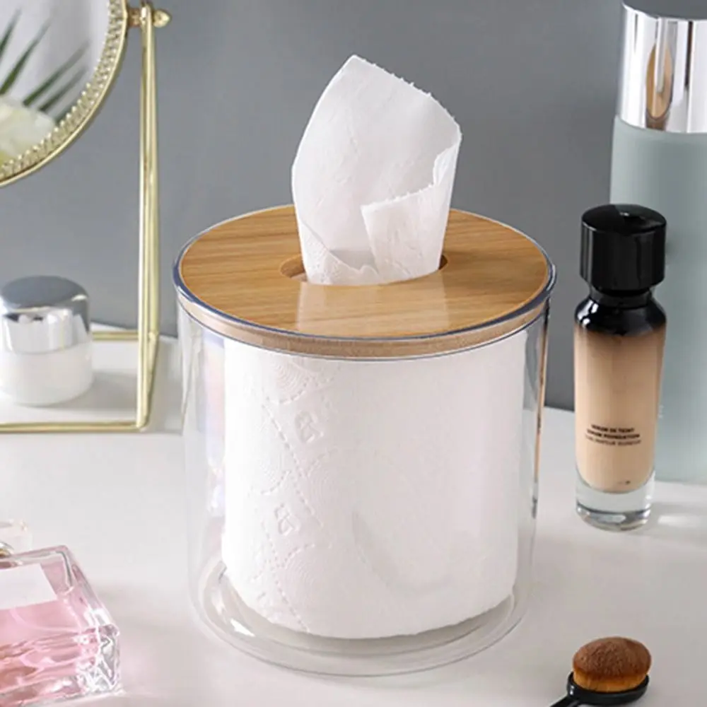 Waterproof Toilet Paper Holder Home Supplies Round Plastic Paper Container Wall Mounted Paper Shelf Bathroom