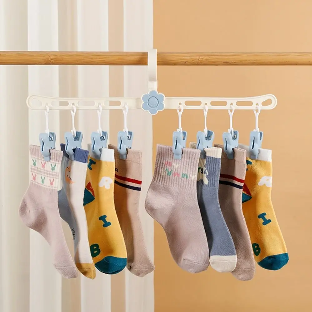 

5Pcs Cute Plastic 8 Clips Socks Hanger Windproof Anti-drop Socks Underwear Clothespin Anti-skid Space-saving Clothes Hanger Baby