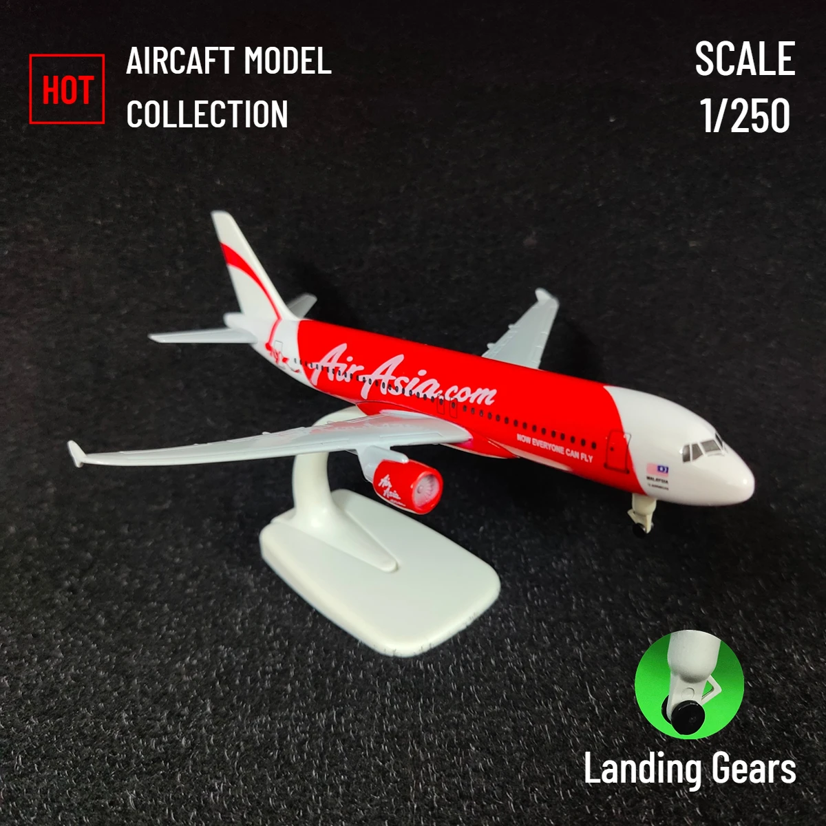 Scale 1:250 Metal Aircraft Model Replica, AIR ASIA A320 Airplane Aviation Decoration Miniature Art Collection Kid Boy Toy