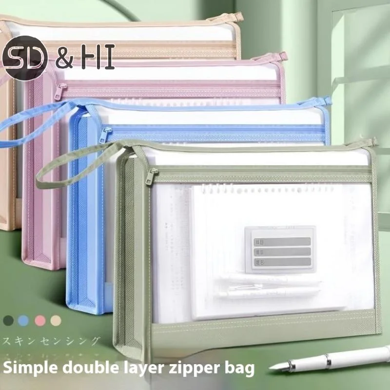 Transparent Zipper Mesh Document Storage Bag With Double Zip-Spacious Portable Handmade Storage Bag