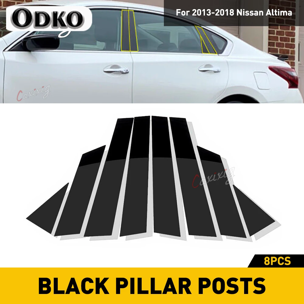 8Pcs/Set Car Door Window Pillar Posts Cover Black For Nissan Altima 2013 2014 2015 2016 2017 2018  BC Column Sticker Accessories