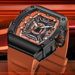 Fashion Men Automatic Mechanical Wristwatch Graffiti Dial Auto Date Luminous Hand Silicone Band Sport Waterproof Watches Relogio