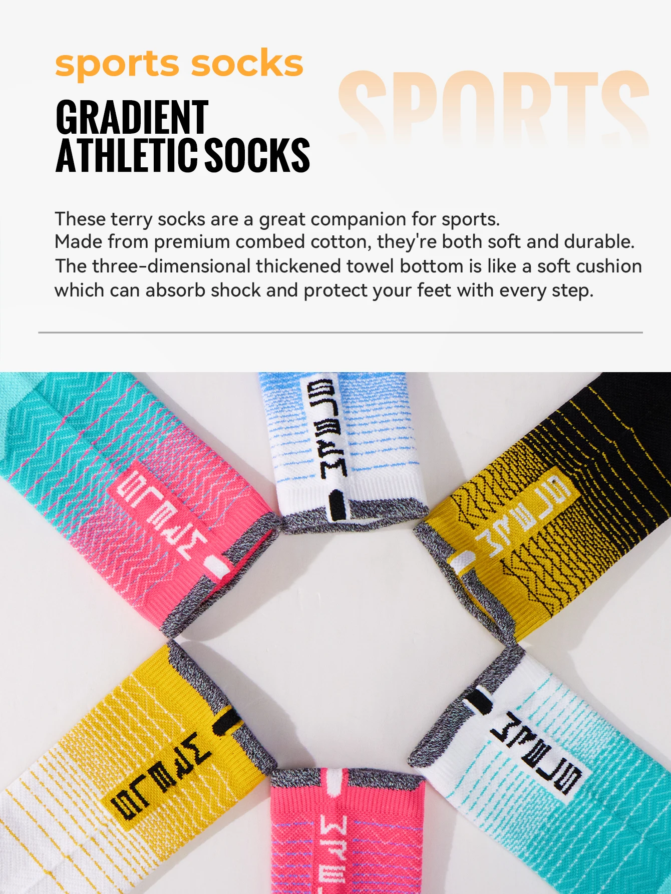 WRELS Lauf-Marathon-Profi-Socken, atmungsaktiv, für Reisen, Basketball, absorbieren Feuchtigkeit, Schweißsocken, Outdoor-Sportsocken für Männer und Frauen – Detail 2