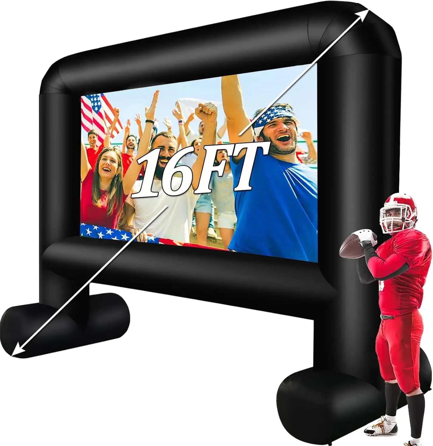 

16FT Inflatable Movie Screen for Outdoor, Front & Rear Projection, Includes Blower and Carry Bag