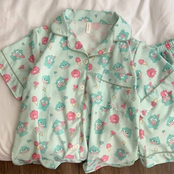 Kawaii Sanrio Hangyodon Pajamas Summer Cartoon Anime Girls Home Cute Sleeved Shorts Two Piece Set Thin Pajamas Toys Gifts