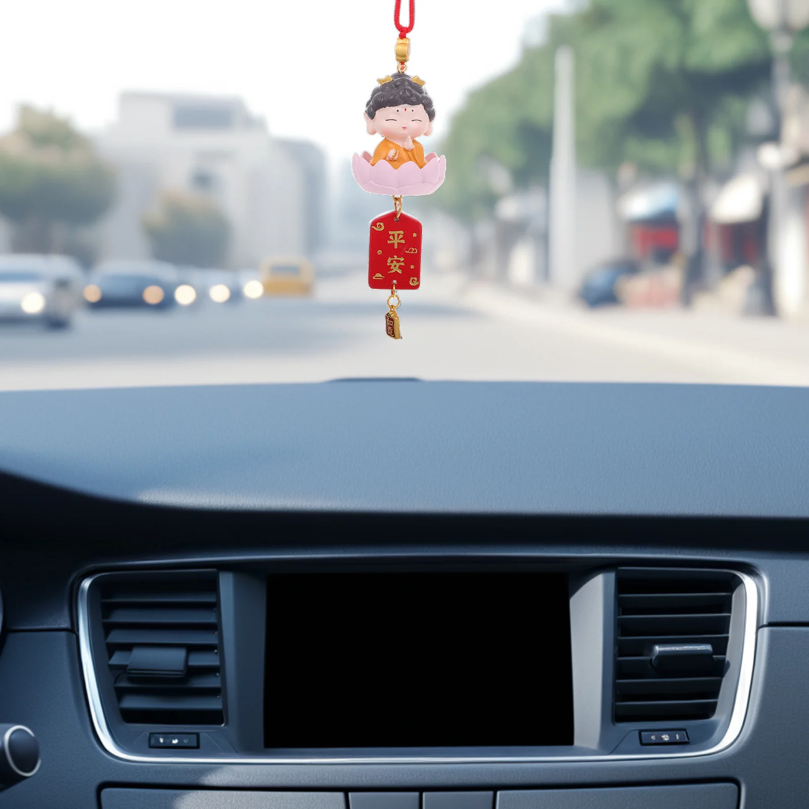 

Car Pendant Small Buddha Creative Rearview Mirror Hanging Decoration Car Interior Ornament Good Luck Mirror Charm