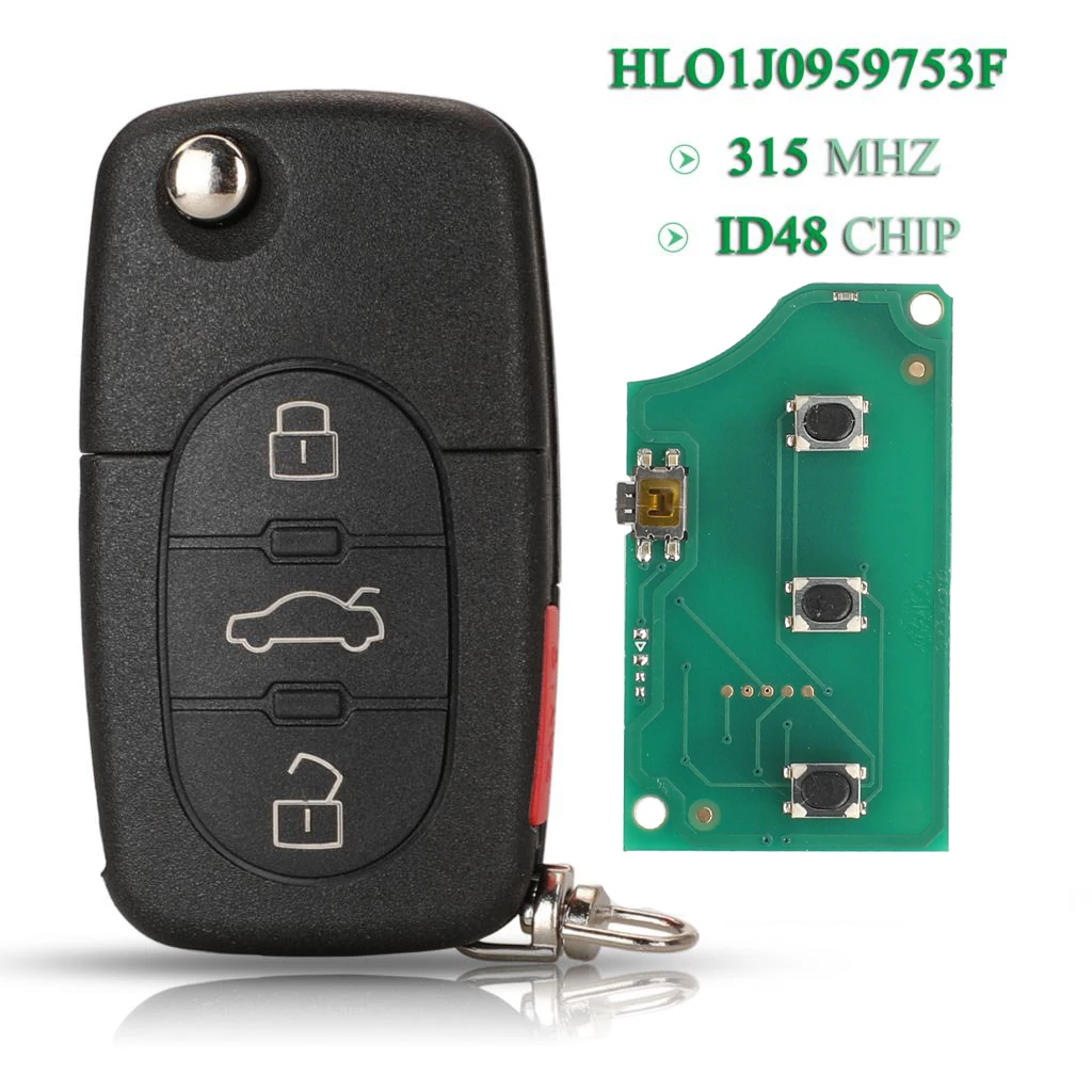 

jingyuqin FCC: HLO1J0959753F 3+1 Buttons Smart Remote Car Key 315Mhz ID48 Chip For VW Volkswagen Beetle Golf 1988 1999 2000 2001
