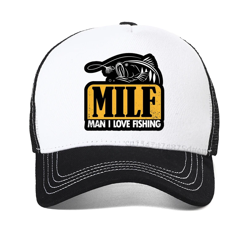 Sombrero MILF con estampado de I Love para hombre y mujer, gorra de pesca ajustable, Snapback, ocio al aire libre, malla transpirable