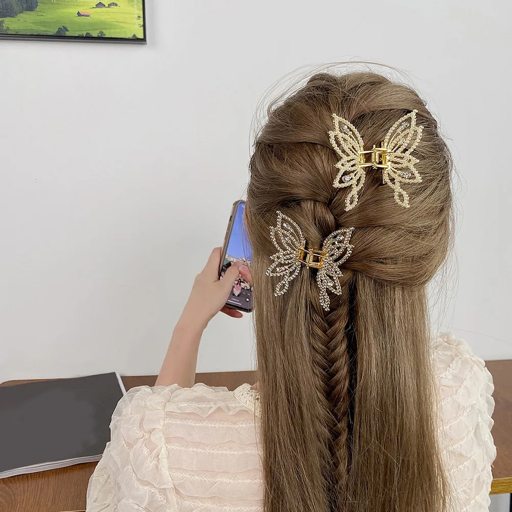 

Butterfly Pearl Hair Claw Clip Delicate Rhinestone Decorative Hair Clip Elegant Styling Tool for Women Birthday Holiday Gift