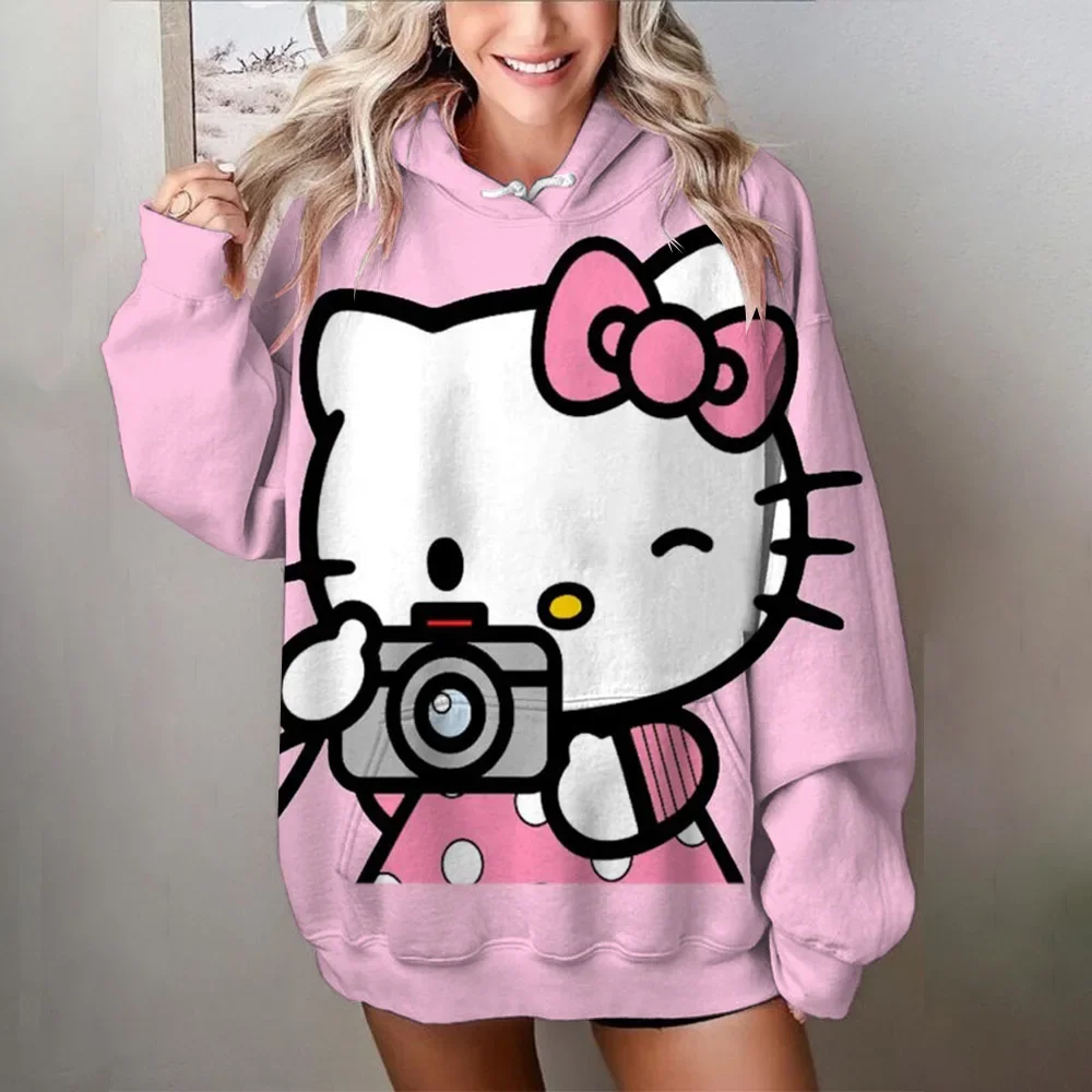 Autumn Women's Fashion sweatshirt hoodie Comfortable Casual long sleeved pullover Hello Kitty Fashion Unique pullover top