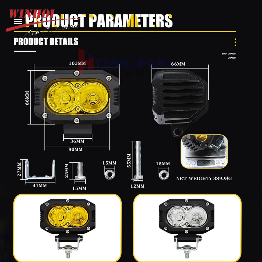 Motorcycle Led Lights 12-24V Off-road Scooter Front Additional Spotlights Universal Auxiliary Headlight Lights Driving Fog Lamp