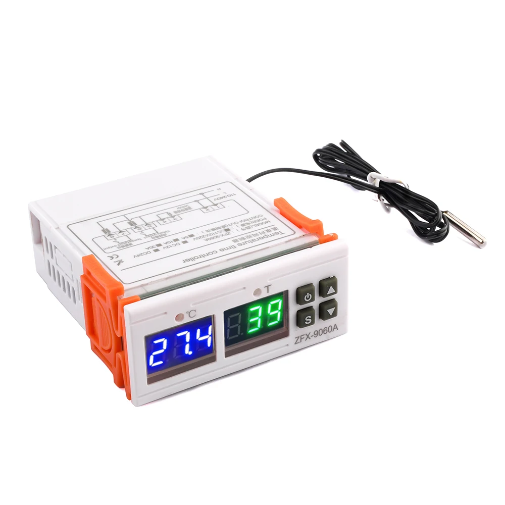 

ZFX-9060A Intelligent Digital Temperature Controller Heating Cooling Time Control 3 in 1 Temperature Controller 10A 12V 24V 220V