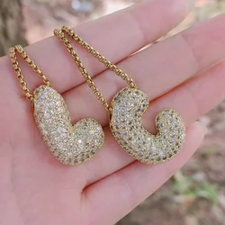 Luxury Cubic Zircon Balloon Initial Letters Charms Chain Necklaces for Women Men Bubble A-Z Alphabet Hip Hop Name Jewelry Gift