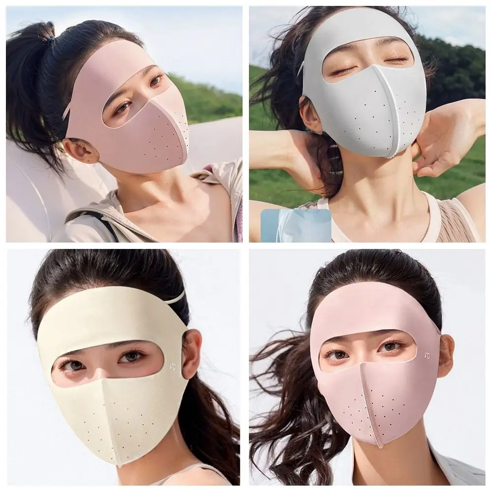 Adjustable Sunscreen Face Scarf Ice Silk Mask Face Mask Summer Face Cover Solid Color UV Protection Sunscreen Mask Cycling