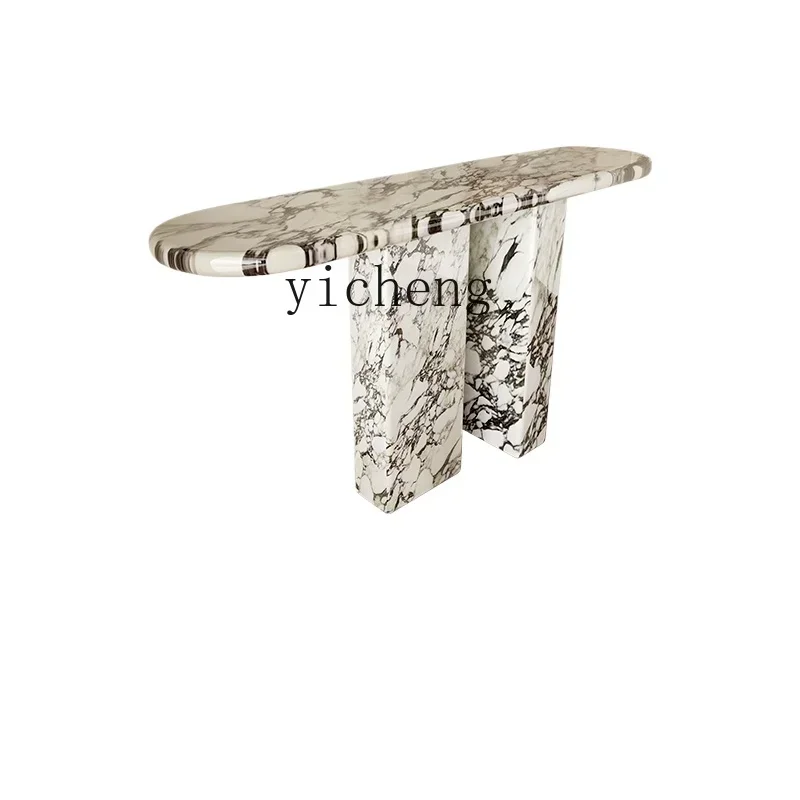 

TQH marble entrance table entrance hall against the wall French light luxury small apartment entrance table storage