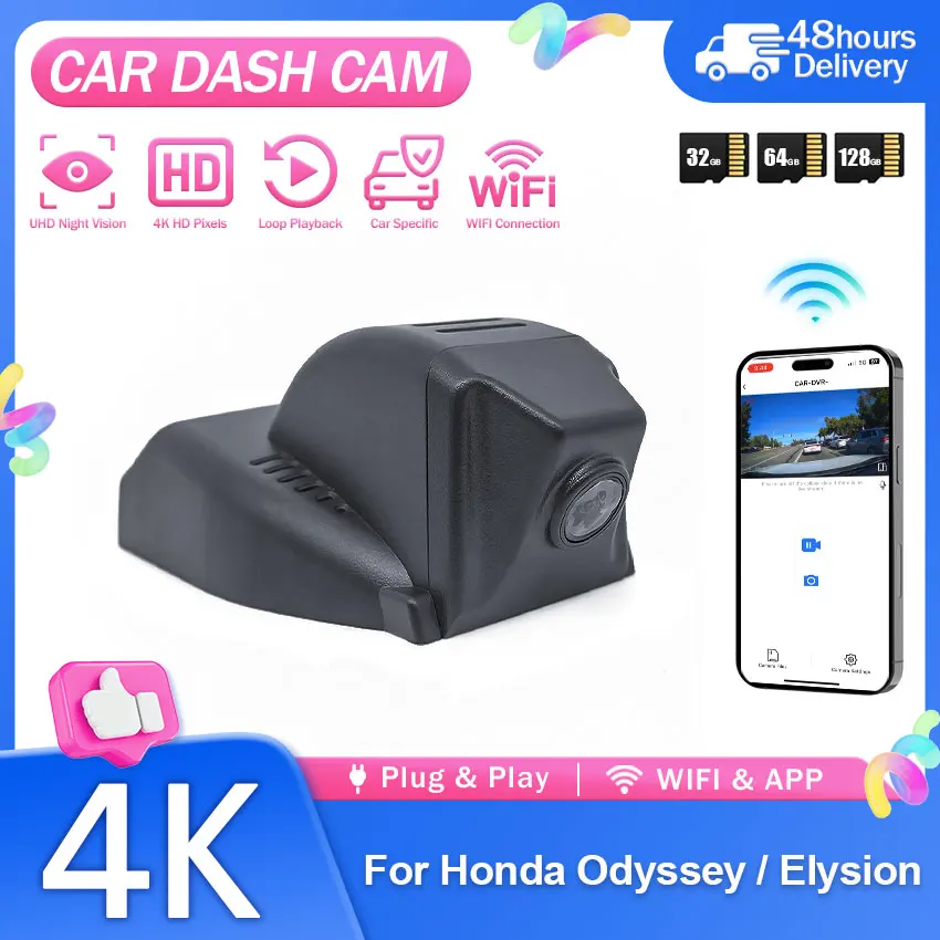 4K Dash Cam DVR Plug and Play Loop Recording for Honda Odyssey / Elysion 2018-2022 OEM Look WiFi APP Control Dashcam