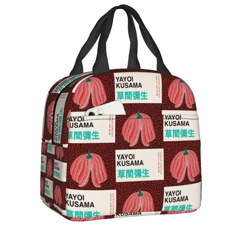 Custom Vintage Yayoi Kusama Pumpkin Lunch Bag Women Abstract Art Thermal Cooler Insulated Lunch Box for Kids School