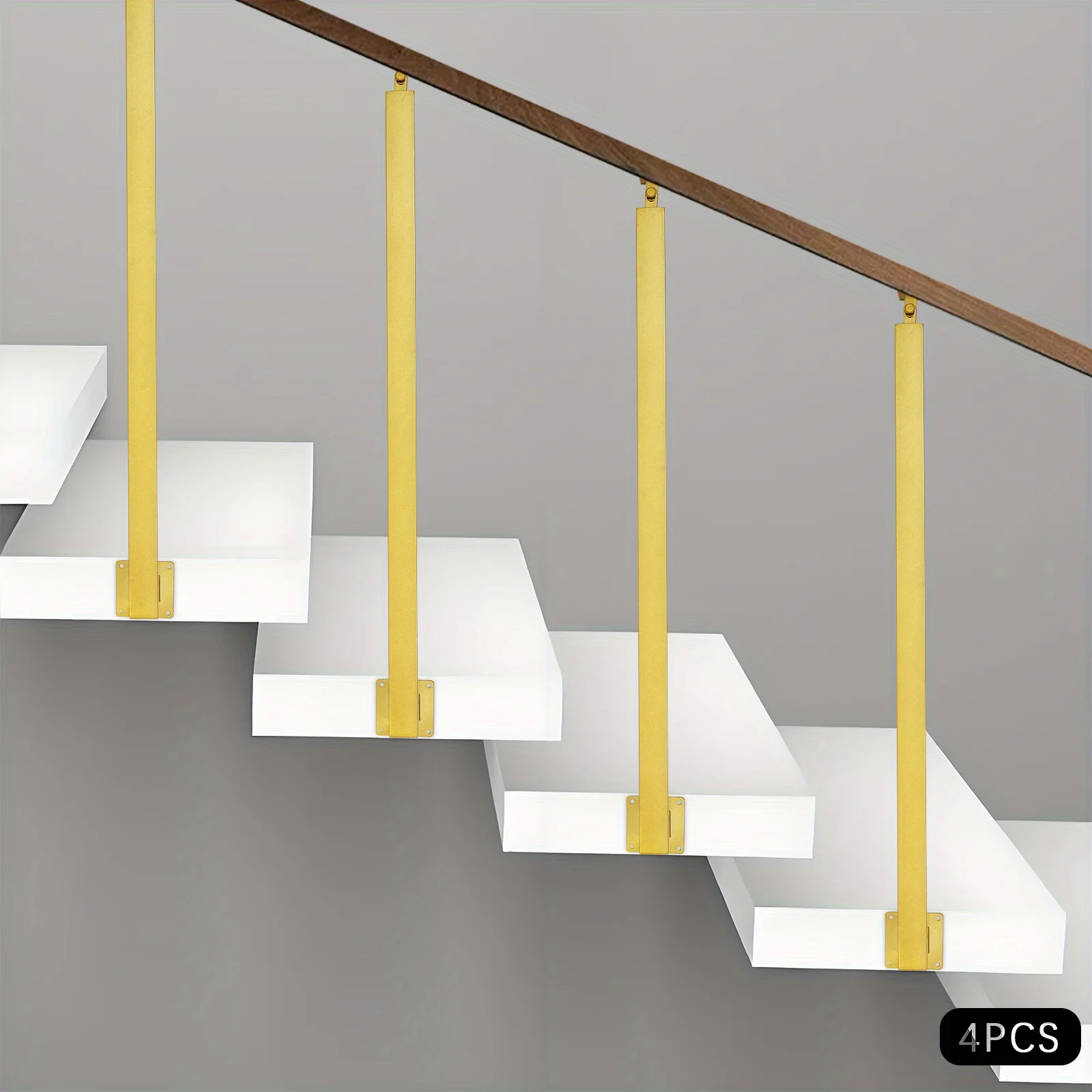 95cm階段手すり側面取り付け4個 - ゴールデンカラー、階段、ヴィラ、玄関、廊下に最適