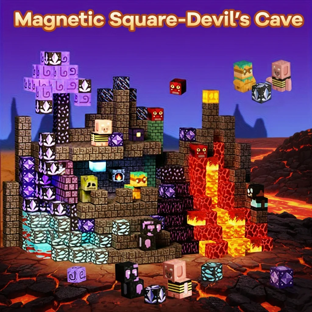 ตัวต่อแม่เหล็ก ชุดโลกเหมืองแร่ โลกถ้ำแม่เหล็ก ของเล่นตัวต่อแบบลูกบาศก์ ชุด STEM เสริมพัฒนาการ ของขวัญที่ดีที่สุดสำหรับเด็กชาย เด็กหญิง ปี 2025