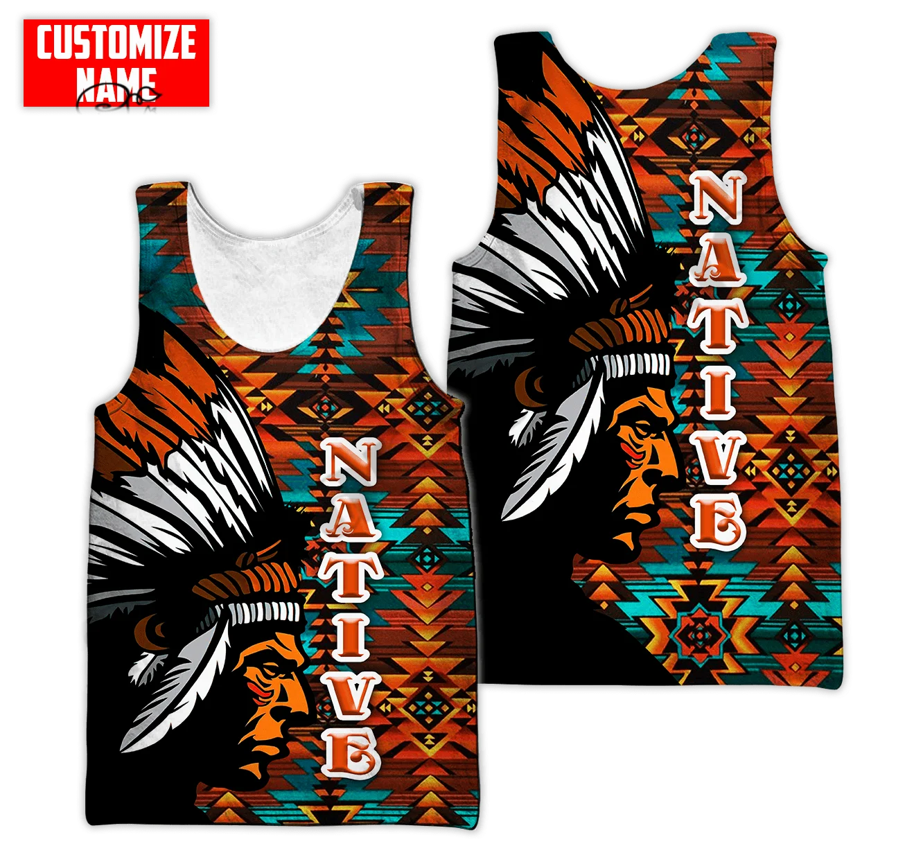 PLstar Cosmos 3DPrinted Newest Native Cheif Custom Name Harajuku Casual Tank Top Vest Unique Unisex Men/Women Sleeveless Style-1