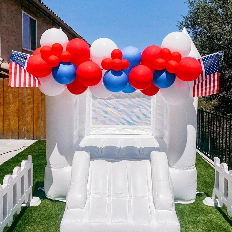 

Unisex PVC White Small Pastel Bounce House Toddler Castle Inflatable Bouncer with Blower for Playgrounds and Parties