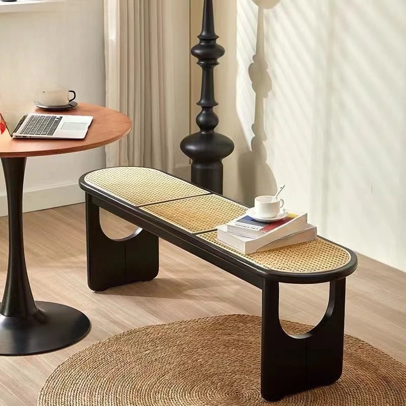 

Rattan bench household living room bedside solid wood stool clothing store shoe store shoe change