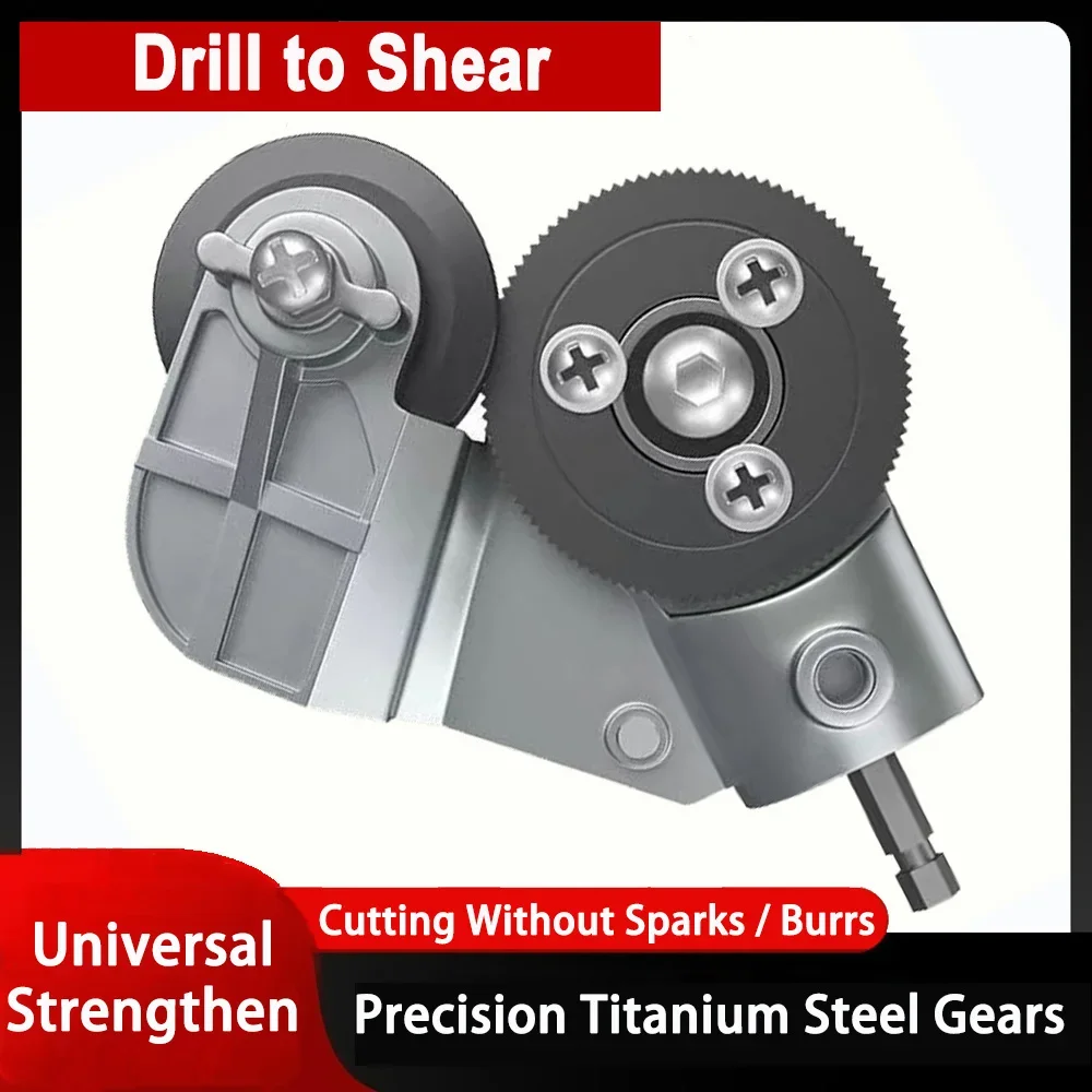 Titanium Gear Drill to Shears Converter, Stainless Steel Plate Cutter Attachment, Power Nibbler for Cutting Iron Aluminum Copper