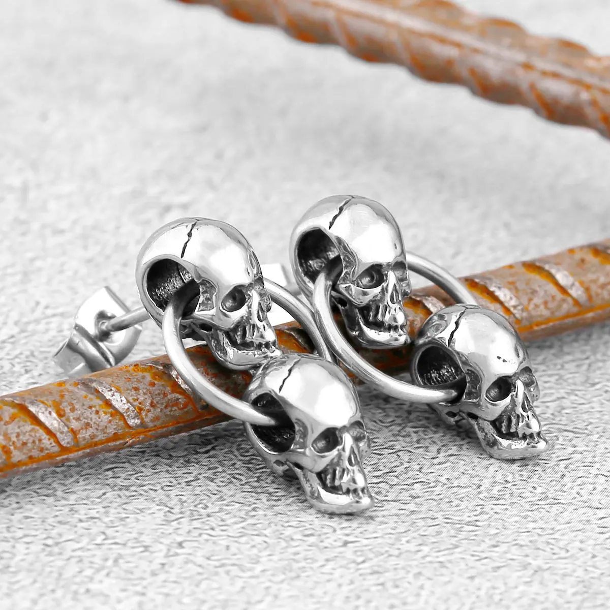 

Odin Vintage Nordic Stainless Steel Skeleton Creative Earrings Fashion Teen Amulet Jewelry Stud Party Exclusive Wholesale