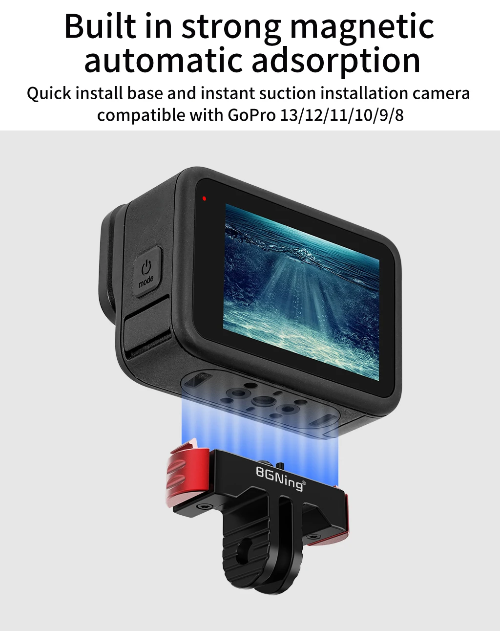 Schnellverschluss-Basisklemme mit M5-Rändelschraube für GoPro Hero 13 12 11 10, Ersatzhalterung, N52-Magnet, rutschfest, 1/4 Zoll Stativadapter – Detail 5