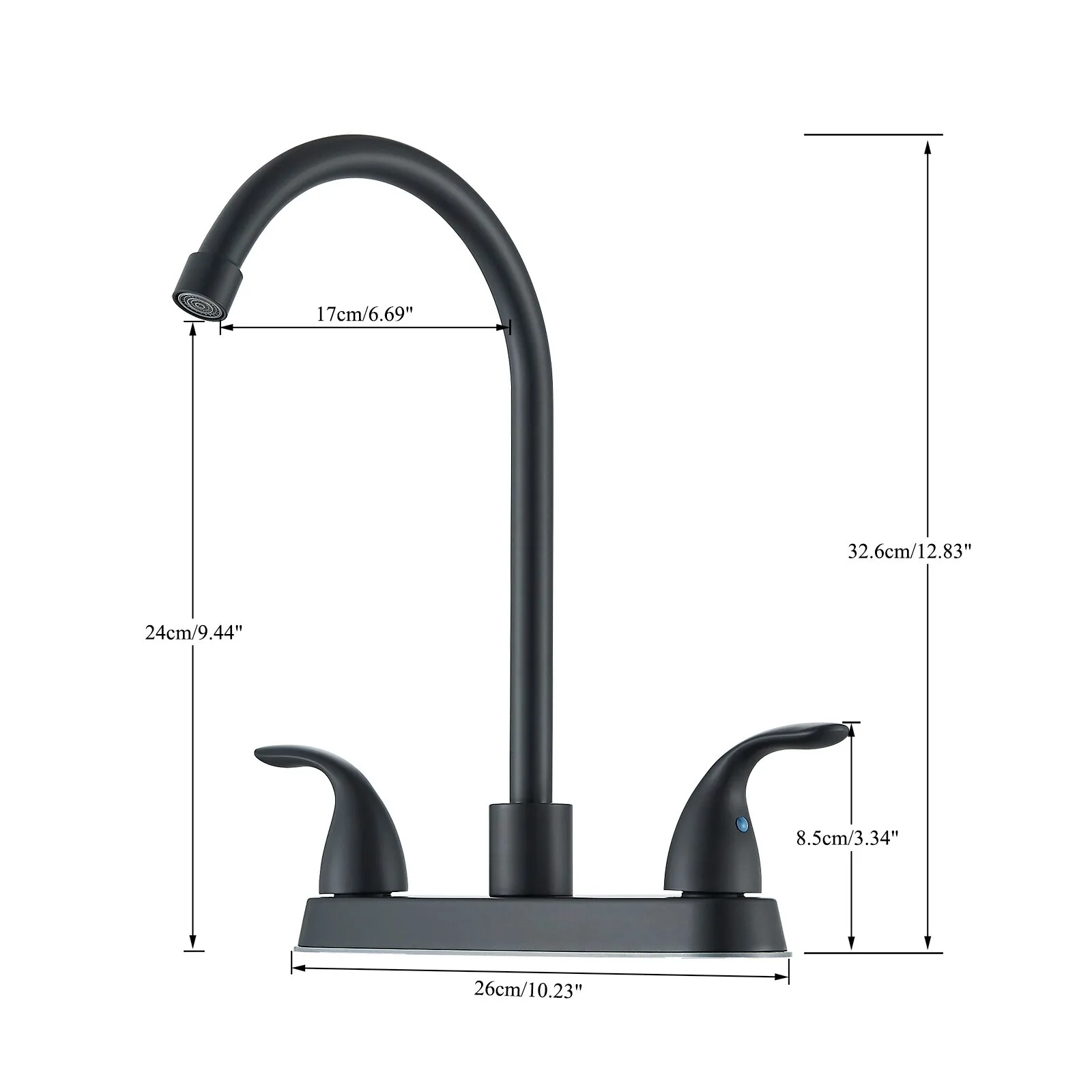 

Матовый черный смеситель для туалетного столика с 2 отверстиями, смеситель для ванной комнаты с 3 ручками