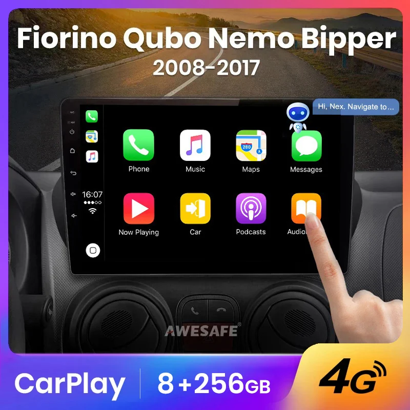 AWESAFE PX9 Wireless CarPlay Autoradio for Fiat Fiorino Qubo Citroen Nemo Peugeot Bipper 2008 - 2017 Android Auto