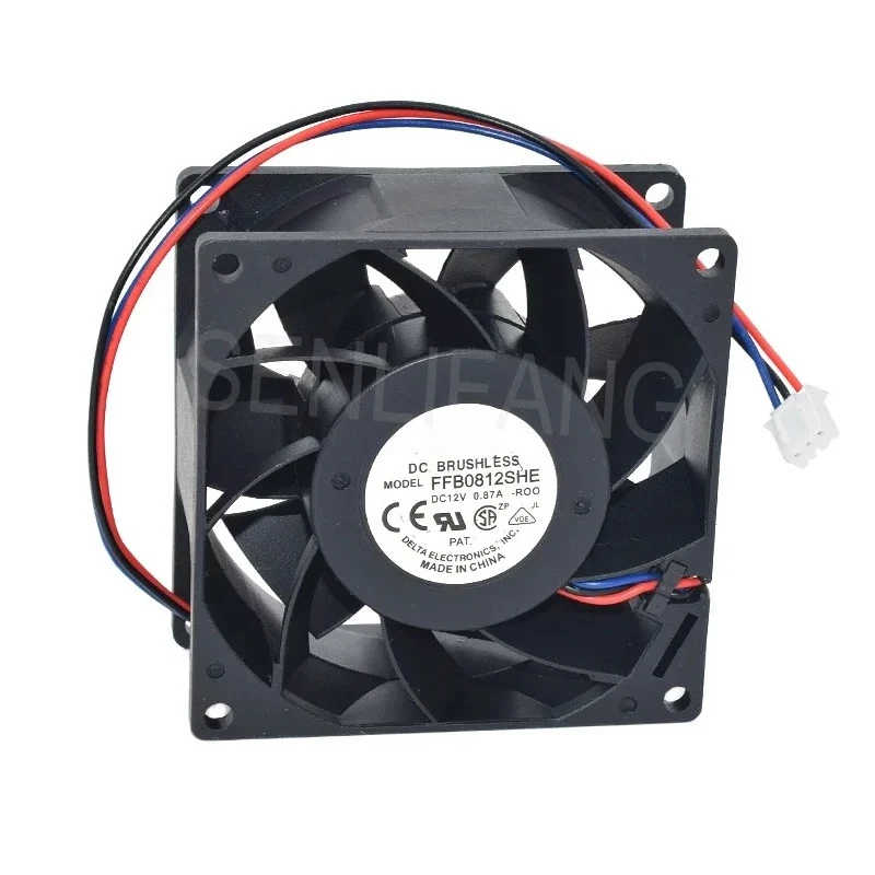 2pcs New FFB0812SHE- ROO 8CM Fan For Delta Cooling 8038 3Lines DC12V 0.87A 80*80*38MM Square Cooler
