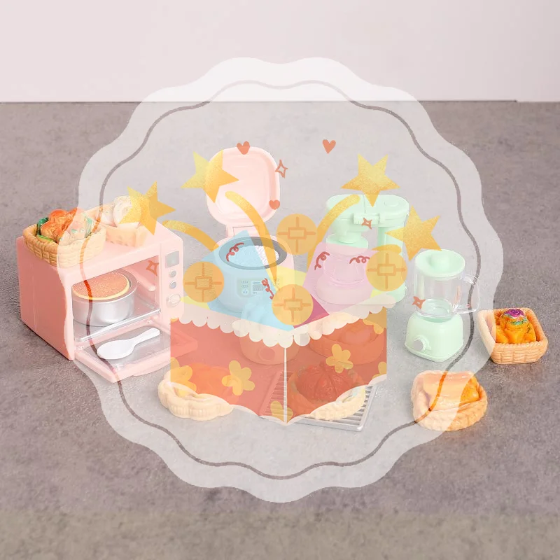 

Новый набор миниатюрных аксессуаров для кукол: хлеб, еда для кукольного домика в масштабе 1/12, модель электронной духовки и рисоварки