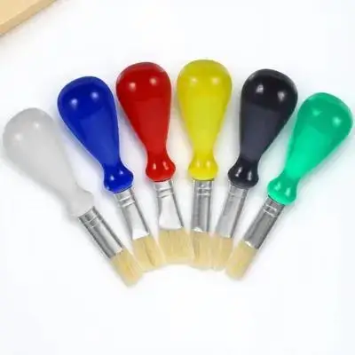 

6pcs Oil Painting Pig Brush Short Handle Wash Set Plastic Detail Reusable Watercolor Lightweight Ergonomic Portable Brush Set