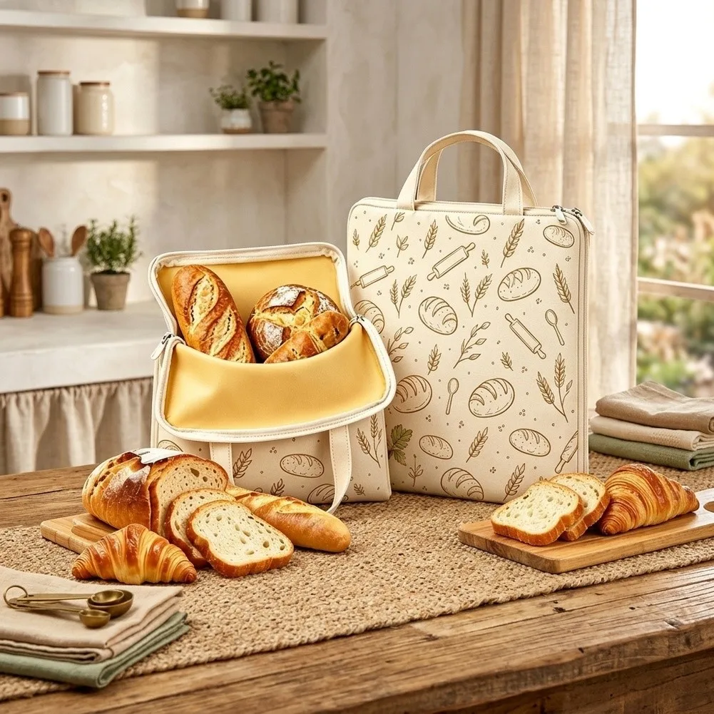 Cotton Bread Keeper Beeswax Bread Bags For Storing Homemade Bread Natural Cotton Lined Breathable Food Storage