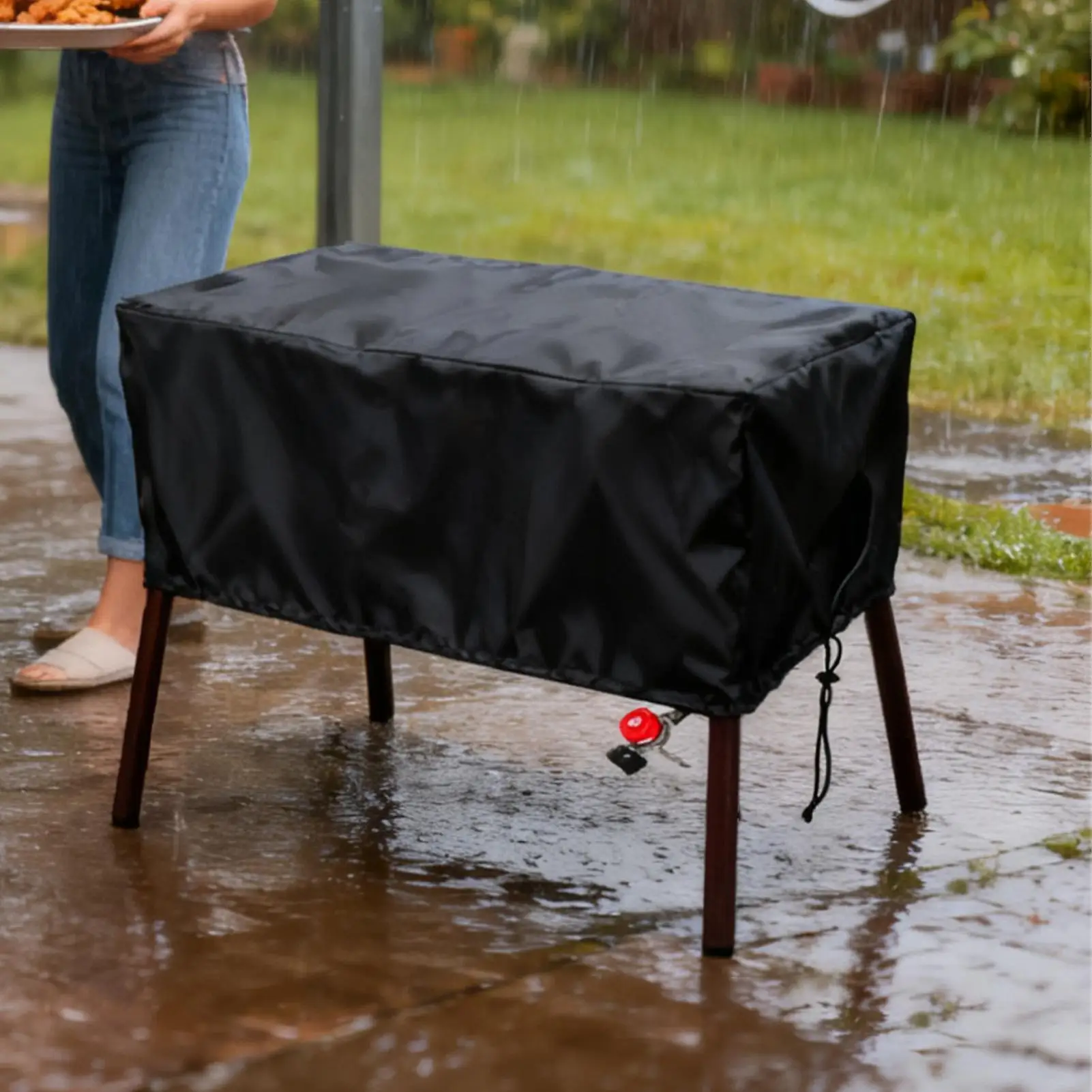 

Outdoor Stove Cover 420D Oxford Fabric Patio Kitchen Protector Waterproof BBQ Range Cover For Garden Party Camping Cooking