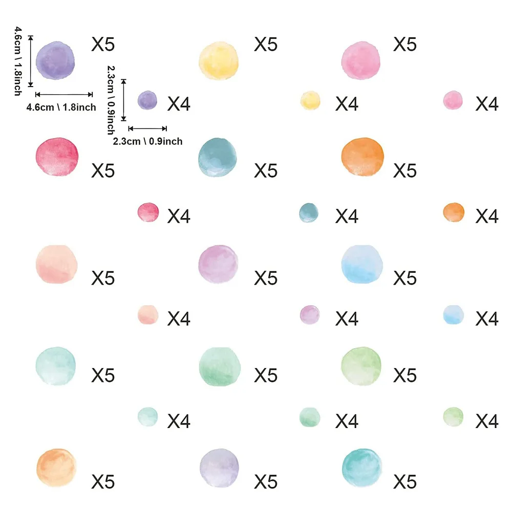 컬러풀 폴카 도트 벽 스티커, 무지개 벽 스티커, 멀티 컬러 원형 창 벽 스티커, 1 개 