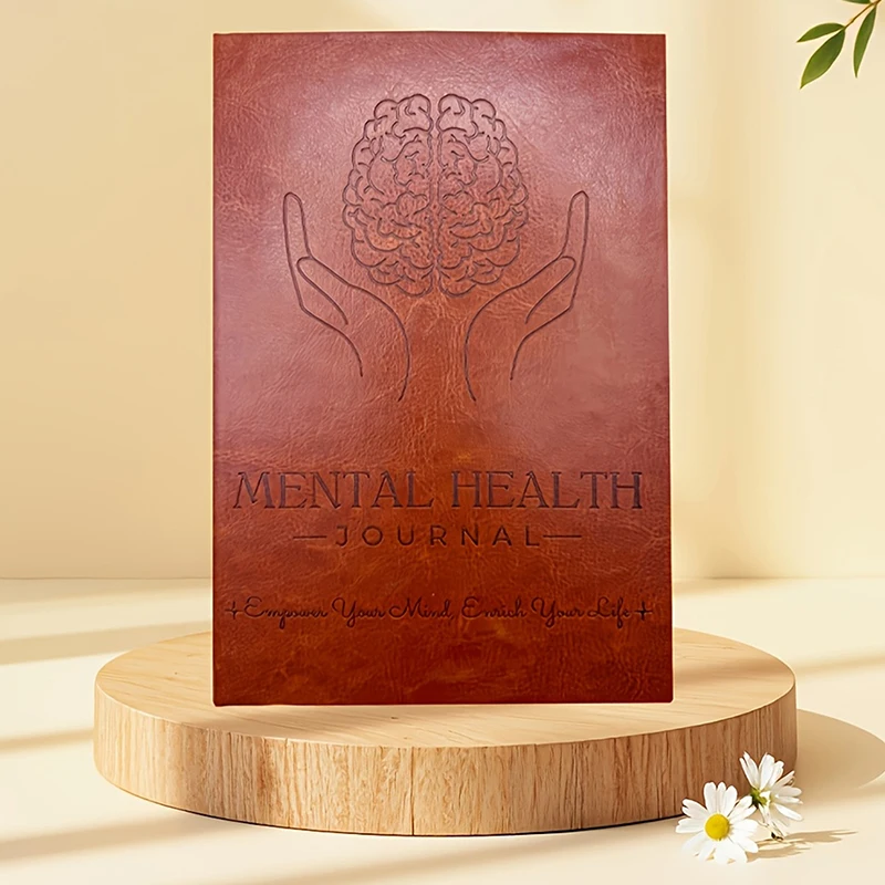 Diário de bem-estar guiado com ansiedade e TDAH com rastreador de humor e indicações para pensamento positivo e cuidado próprio