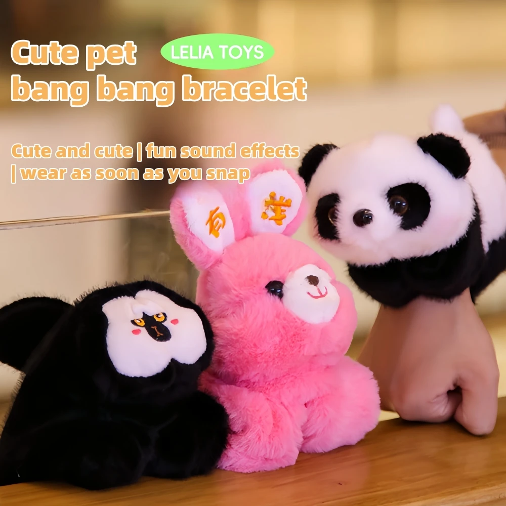 Children's plush hand puppet toys | Plush ring animal bracelets | Plush panda, rabbit, orangutan toys | Casual doll toys