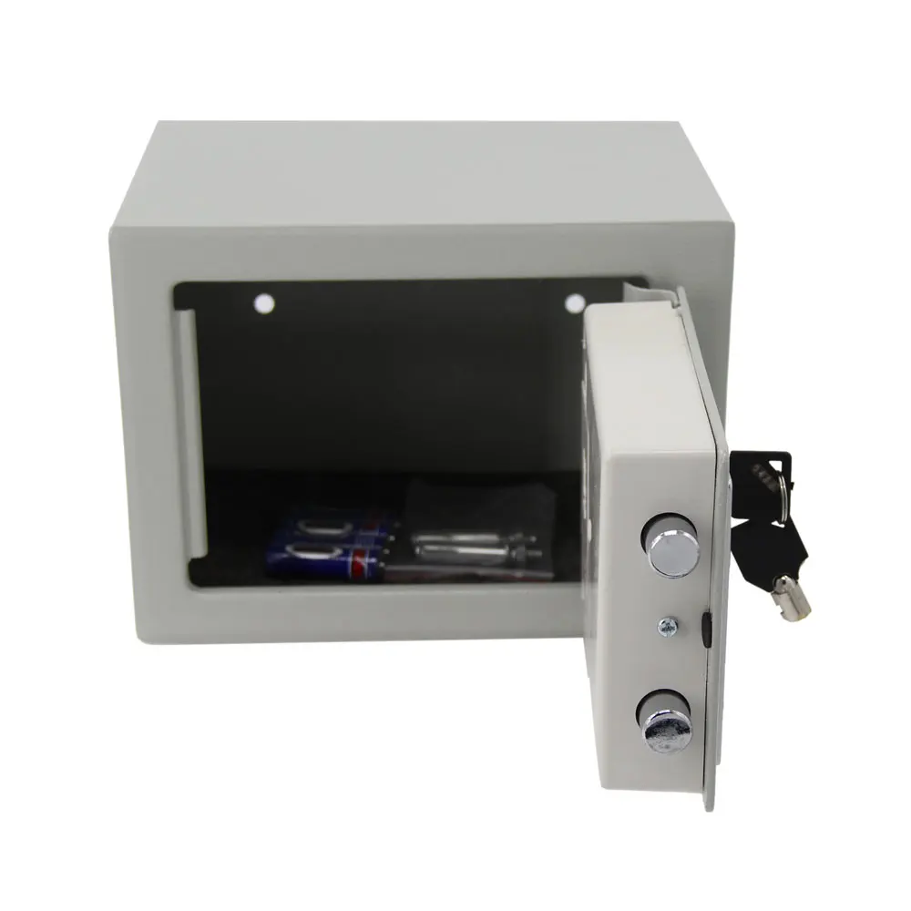 17EF Small Safe Box with Lock and Key 9"x6.7" Drop Slot Digital Personal Safe Box with Combination Lock and Alarm System