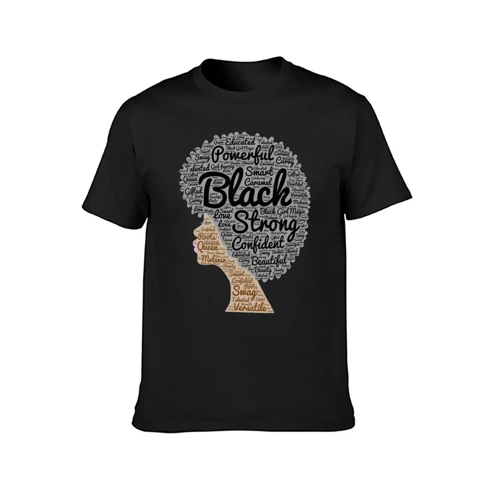 Black Woman Natural Hair Words In Afro T-Shirt sweat shirts graphic tees quick drying T-shirt men