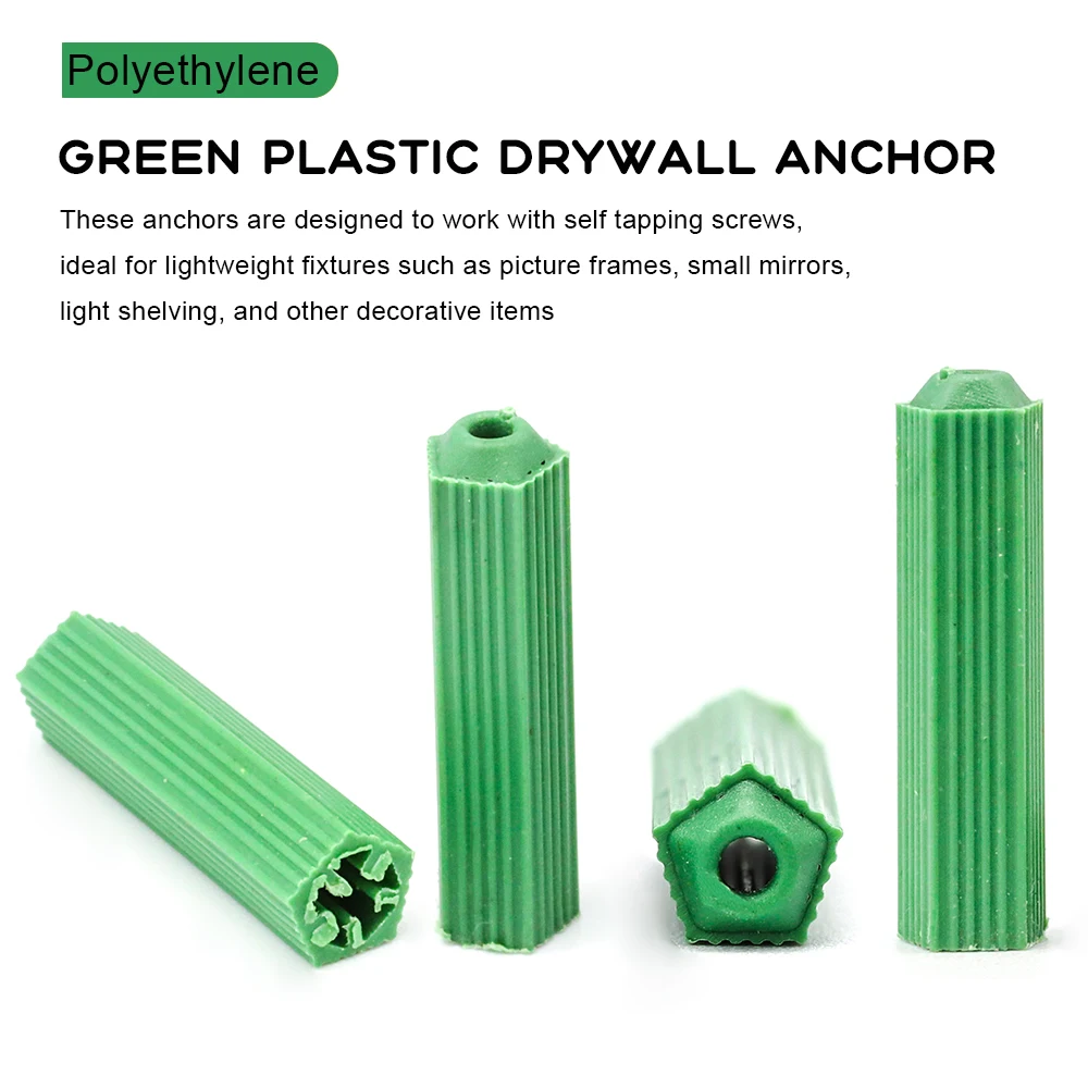 20/50pcs Expansion Plastic Anchors Rubber Drywall Plug M6 M8 Green Nylon Ribbed Anchor for Self-tapping Screws - Image 2