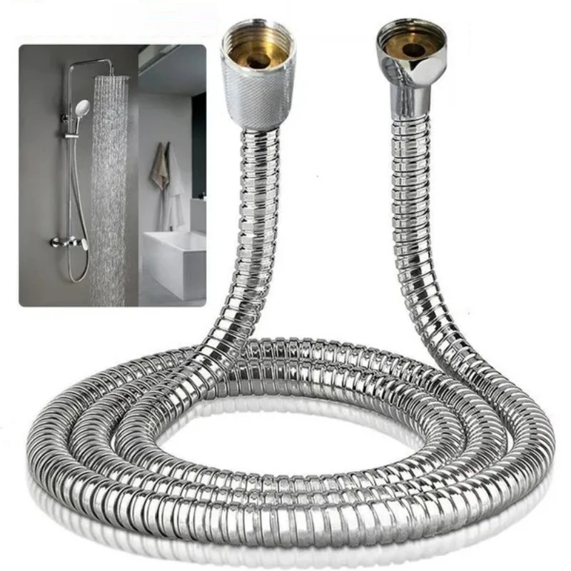 1.3m Flexible Shower Hose Plumbing Hoses Stainless Steel Chrome Bathroom Accessories Water Head Washers Showerhead Pipe