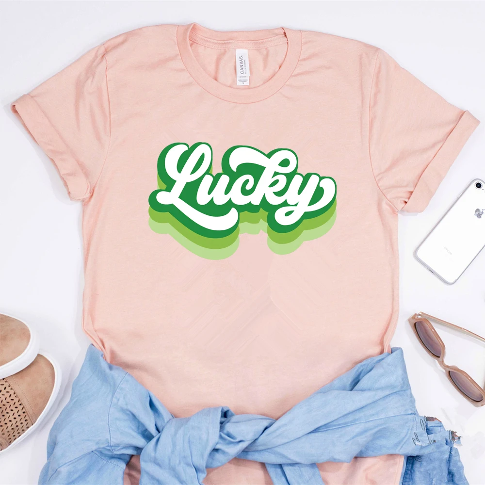 Retro Lucky Shirt Vintage St Patricks Day T-Shirt Cute Lucky St Pattys Tee St Patrick Tees Patricks Lucky Shirts Harajuku Tops